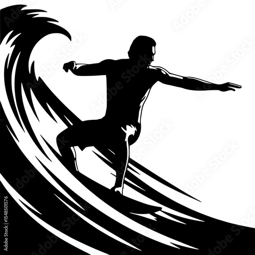 Silhouette Surfer Wave Graphic