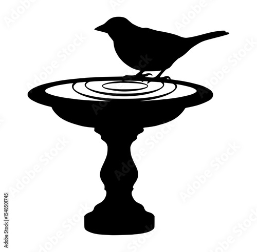 Silhouette Bird Bath - Vintage Style