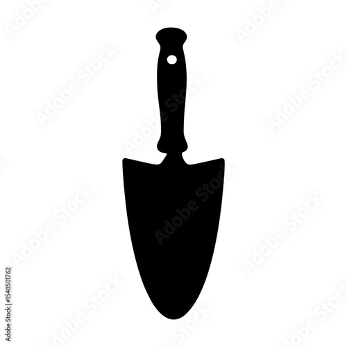 Black Garden Trowel Icon - Simple Vector Illustration