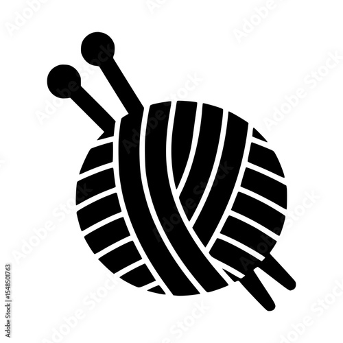 Black Yarn Ball Knitting Icon
