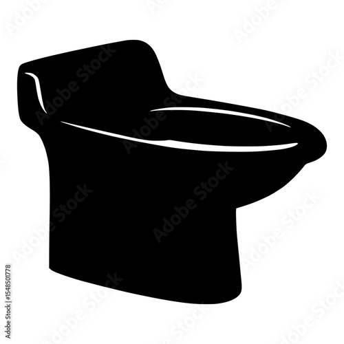Minimalist Toilet Icon - Black Silhouette