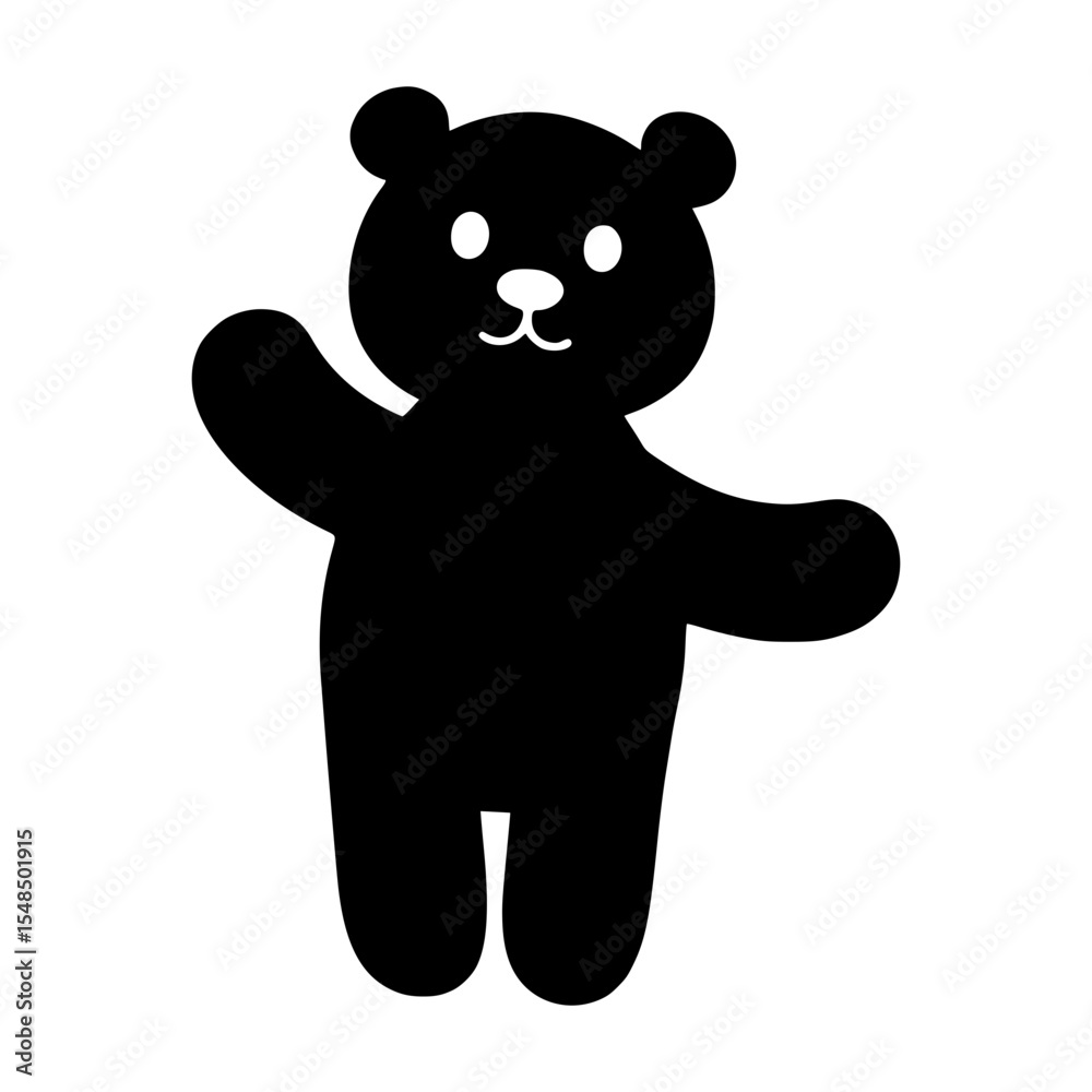 Fototapeta premium Cute Black Teddy Bear Icon - Vector Illustration