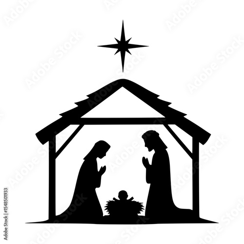 Nativity Scene Silhouette - Religious Icon
