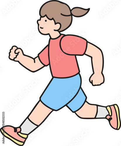 달리는 사람 벡터 이미지
A running woman drawn in a vector image