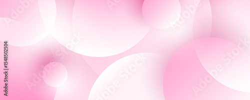 3D white pink abstract background overlap layer on bright space with cutout shape effect decoration. Modern graphic design element circles style concept for web, art, flyer, card, or brochure cover