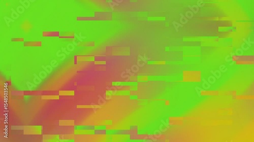 Abstract Glitch Art Background: Lime Green and Orange Hues
