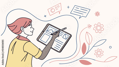 Young Person Using Tablet for Design Work