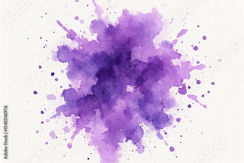 Handdrawn purple watercolor splash on white background Artistic illustration with soft texture