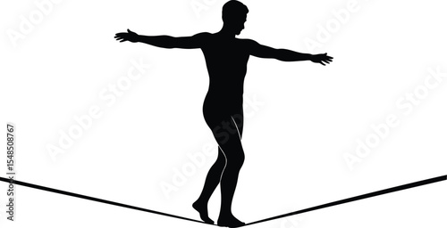 Tightrope Walker Silhouette Icon