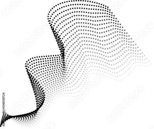 Small mesh formed by small dots forming a fabric with waves simulating 3D space and relief with gradient and transparency