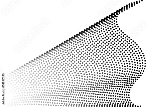 Mesh formed by points with waves forming a cape with gradient and transparency