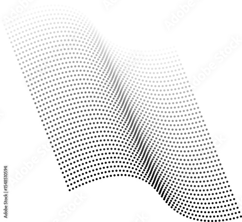 Mesh with a wave on surface formed by dots giving a sensation of depth with gradient and transparency