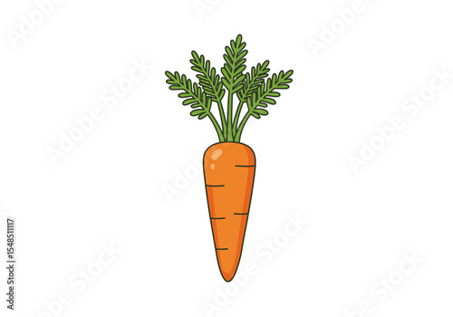 A cartoon carrot with green leafy fronds