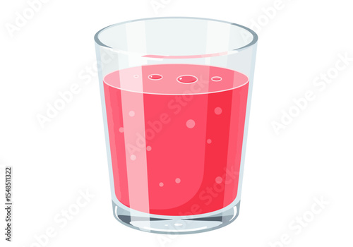A glass filled with pink liquid featuring bubbles