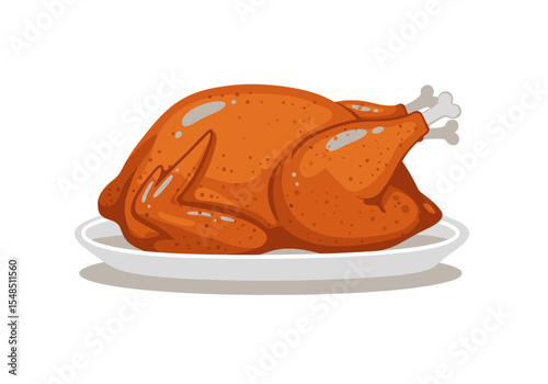 A roast turkey with golden brown skin served on a white plate