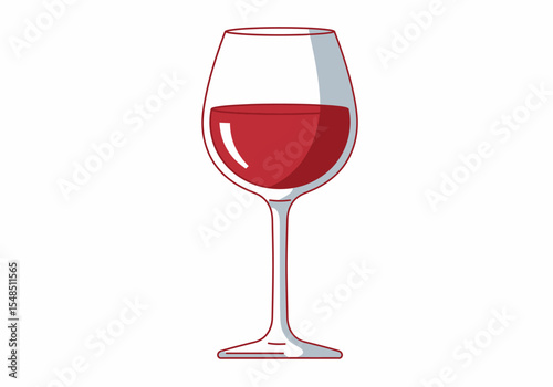 A red wine glass is filled with red wine