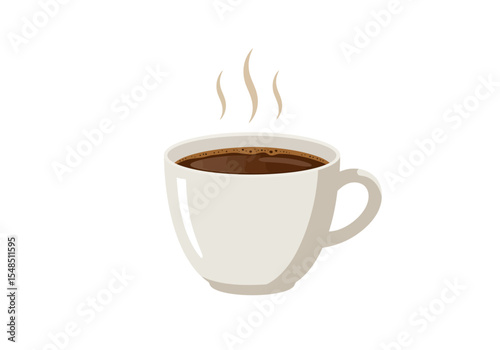 A steaming cup of coffee depicted with light creamy tones and a clean white background