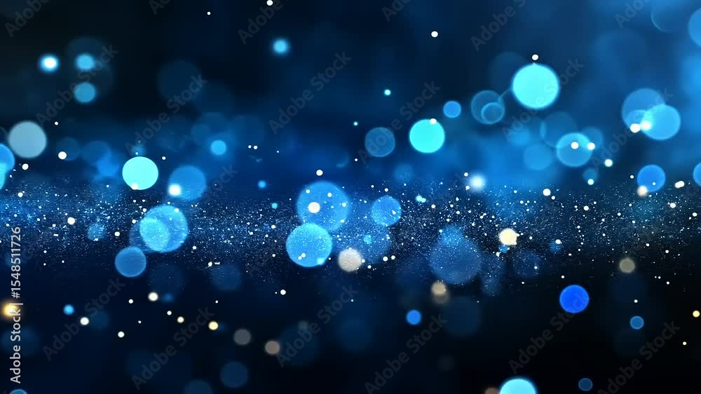 Vibrant blue bokeh background with sparkling lights creating an ethereal atmosphere for design