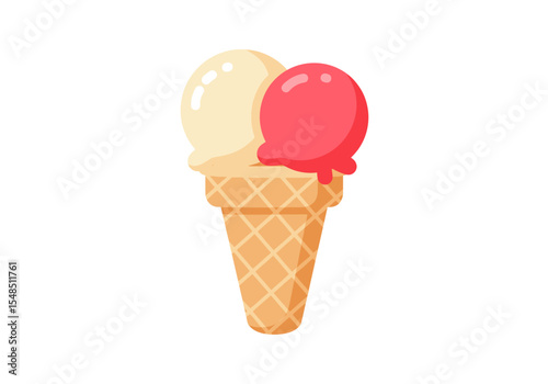 An ice cream cone holds two scoops of ice cream one red and one yellow
