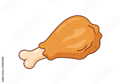 Cartoon fried chicken leg with a prominent bone rendered in a vibrant simple style