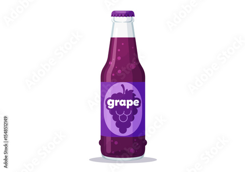 Grape soda bottle with a purple label glass and a metal cap