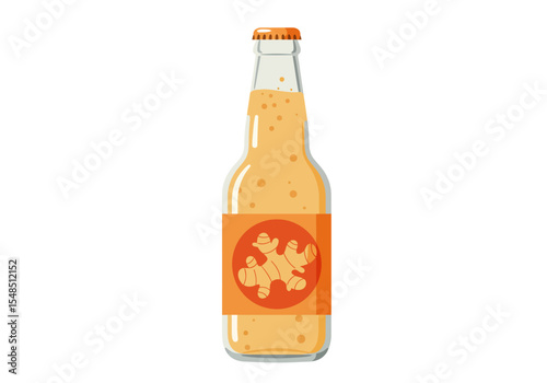 Ginger ale bottle with orange label showing ginger root