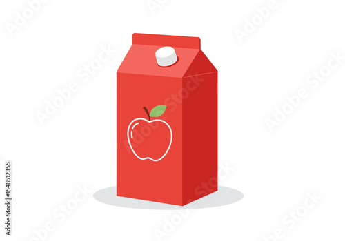 Red apple juice box with white cap and apple graphic