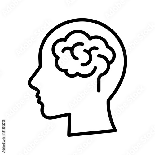 Human head with brain outline icon for infographic, website or app. Neurology isolated vector illustration. Thinking, mind, creative concept