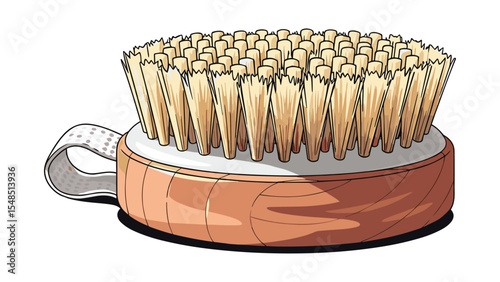Dry Brushing Body Brush Illustration for Exfoliation and Skin Health Concept