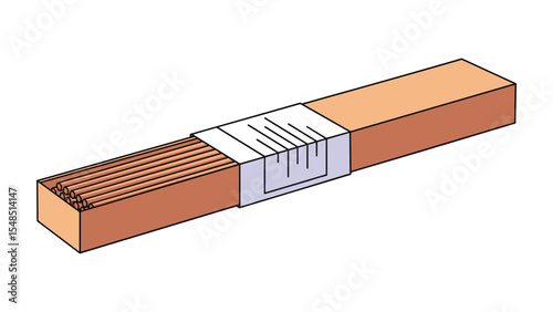 Illustration of an open matchbox with multiple matches inside, studio shot on white