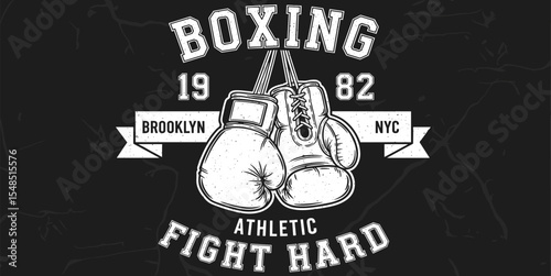 Vintage Boxing Gloves vector illustration. Template for print, t-shirt, poster or art works.