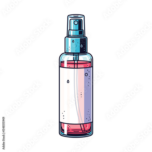 Spray Bottle Illustration: Cosmetic Container with Blank Label for Product Mockup Design