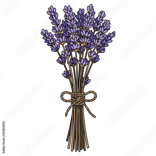 Elegant Lavender Bouquet Illustration for Aromatherapy and Natural Beauty Products Design