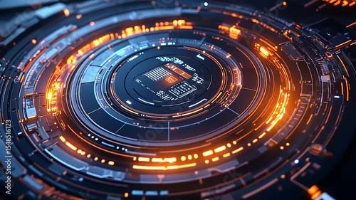 Wallpaper Mural Futuristic digital circuit board with glowing orange elements, showcasing technology in action Torontodigital.ca