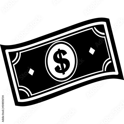 Black and White Illustration of a Dollar Bill
