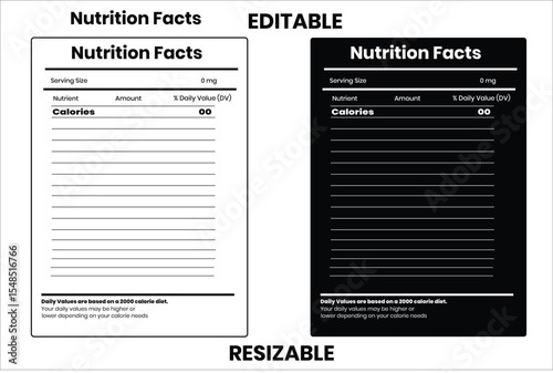 nutrition facts, food label, calorie chart, protein infographic, healthy eating, vitamin chart, editable template, diet plan, meal prep nutrition, food packaging label