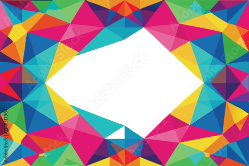 Colorful Geometric Triangle Frame with White Space.