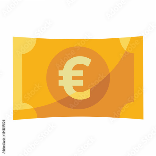 Stylized Euro Banknote Illustration in Flat Design Representing European Currency and Finance Ideal for Economic or Financial Themed Designs and Presentations Isolated on White