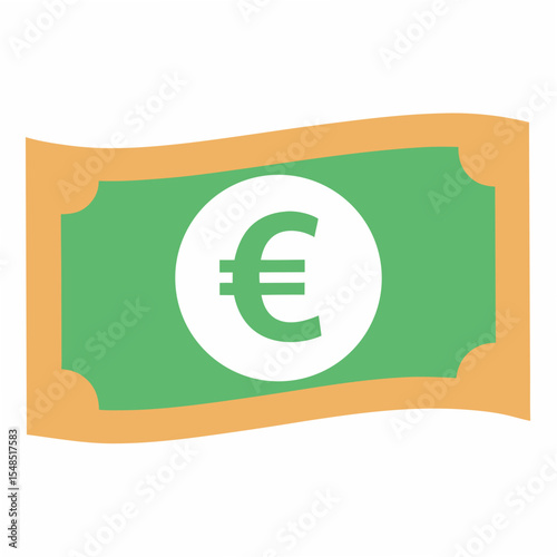 Stylized Euro Bill Illustration with Green and Beige Colors Depicting European Currency and Finance Suitable for Financial or Economic Themed Projects and Design Elements