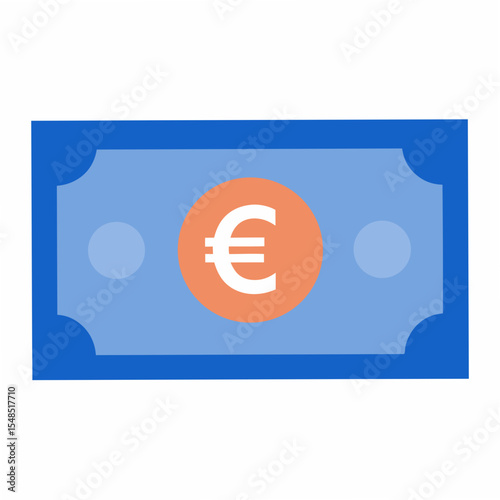 Stylized Euro Banknote Illustration on White Background Representing European Currency Finance and Economy with a Clean Modern Design for Financial Concepts and Business Applications
