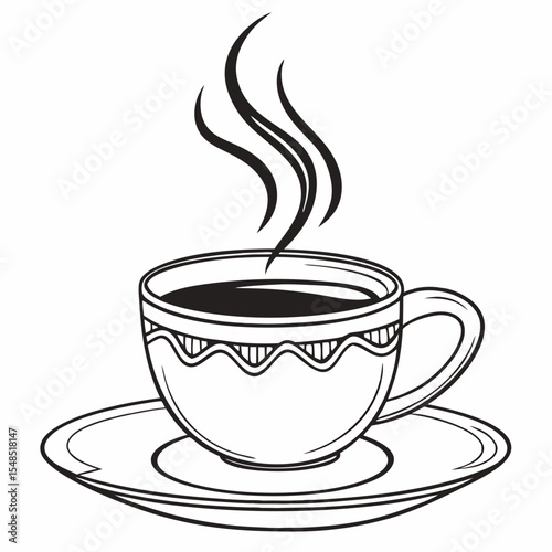 Cup and mug of hot coffee or tea  flat vector icon, cup of coffee