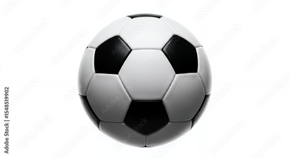 Naklejka premium Classic Soccer Ball Black and White Floating on Clean White Background