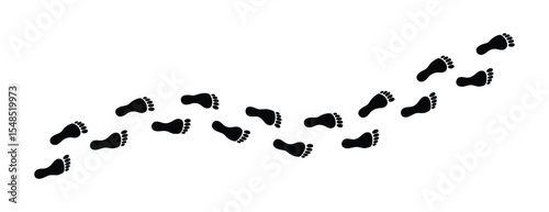 Winding Black Footprint Trail Isolated on a White Background Vector