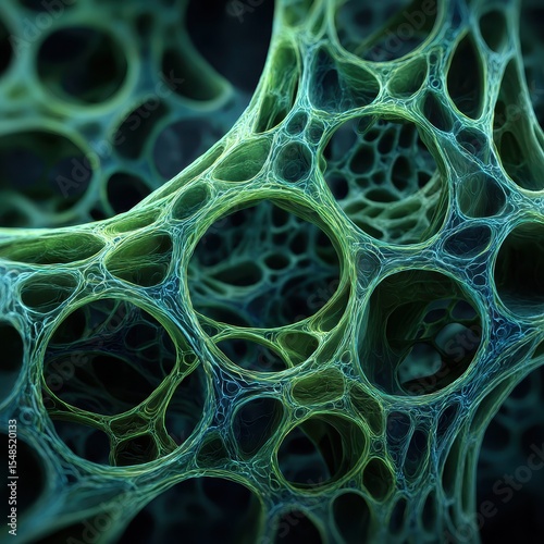 A cell membrane with a green and blue pattern