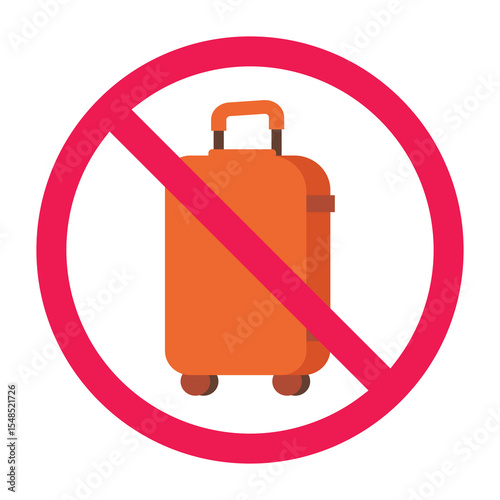 No travel bag sign, forbidden travel bag sign, no spinner luggage allowed icon, rolling suitcase forbidden sign vector, wheeled luggage not allowed symbol