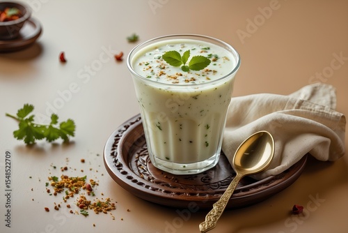 Chaas - Indian Food offers a creamy, tangy experience with every sip—this traditional yogurt-based drink is seasoned with roasted spices and mint for a healthy, cooling treat!