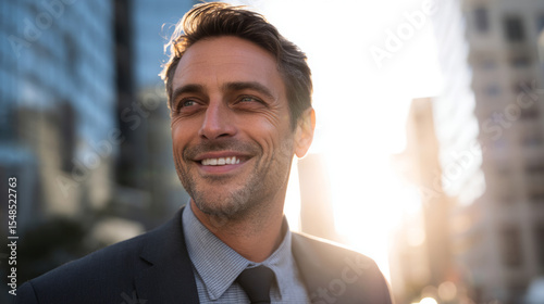 Confident Businessman Cityscape Portrait  Professional Success