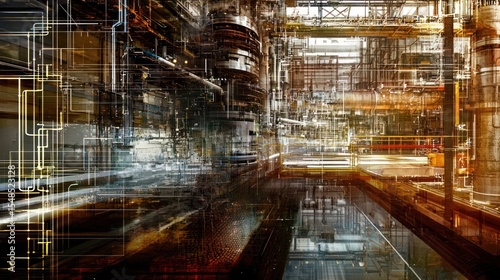 Wallpaper Mural Industrial facility interior technology complex Torontodigital.ca