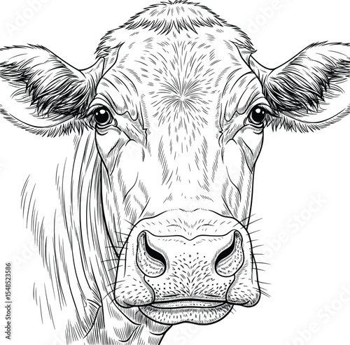 cow image line art style white background