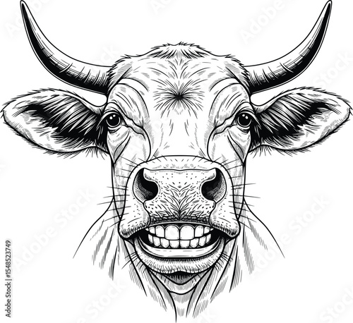 cow image line art style white background
